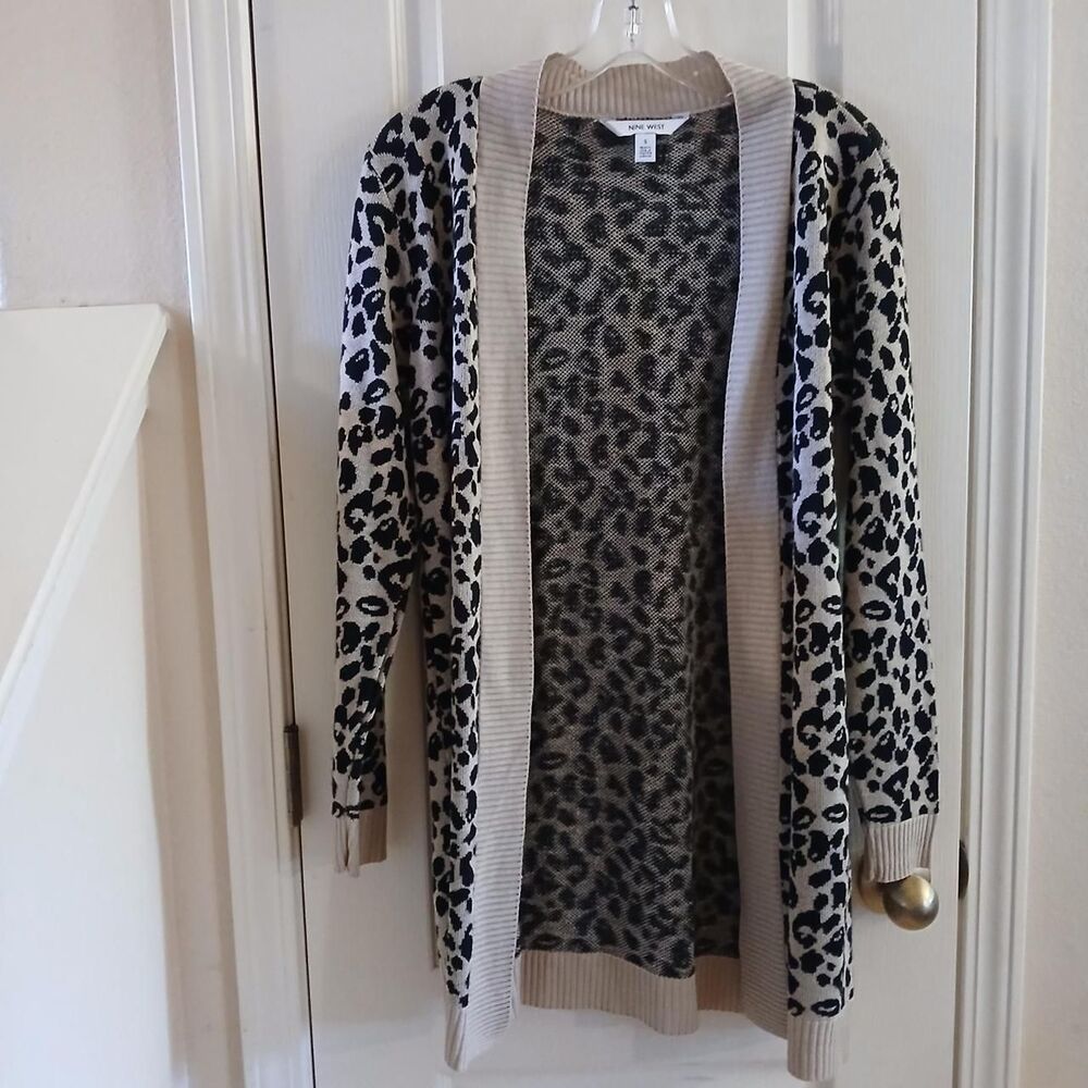 Nine West Leopard Print Open Front Knit Cardigan … - image 4